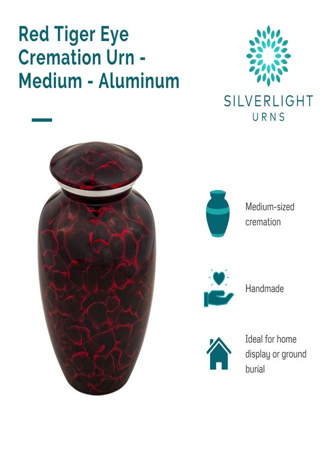 Silverlight Urns جرة حرق جثث من عين النمر الأحمر - متوسطة الحجم، مصنوعة من الألومنيوم، جرة حمراء، جرة للأطفال، جرة حرق جثث متوسطة الحجم، ارتفاع 9 بوصات - Image 4